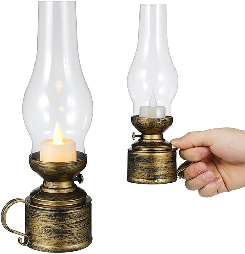 Toyvian 2 unids retro LED queroseno lámpara vintage aceite lámparas retro sin llama linterna de mesa interior luz decorativa para el hogar fiesta