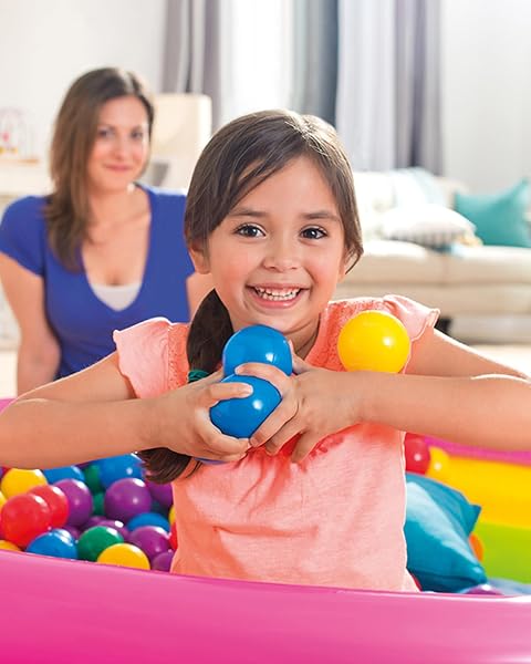 Intex Pack 100 Bolas Infantiles, Diámetro 6,5 cm, 6 Colores Surtidos, Plástico Resistente, Juego sensorial y motriz, Uso Interior y Exterior, Incluye Bolsa con asa, A Partir de 2 años (49602) - 3