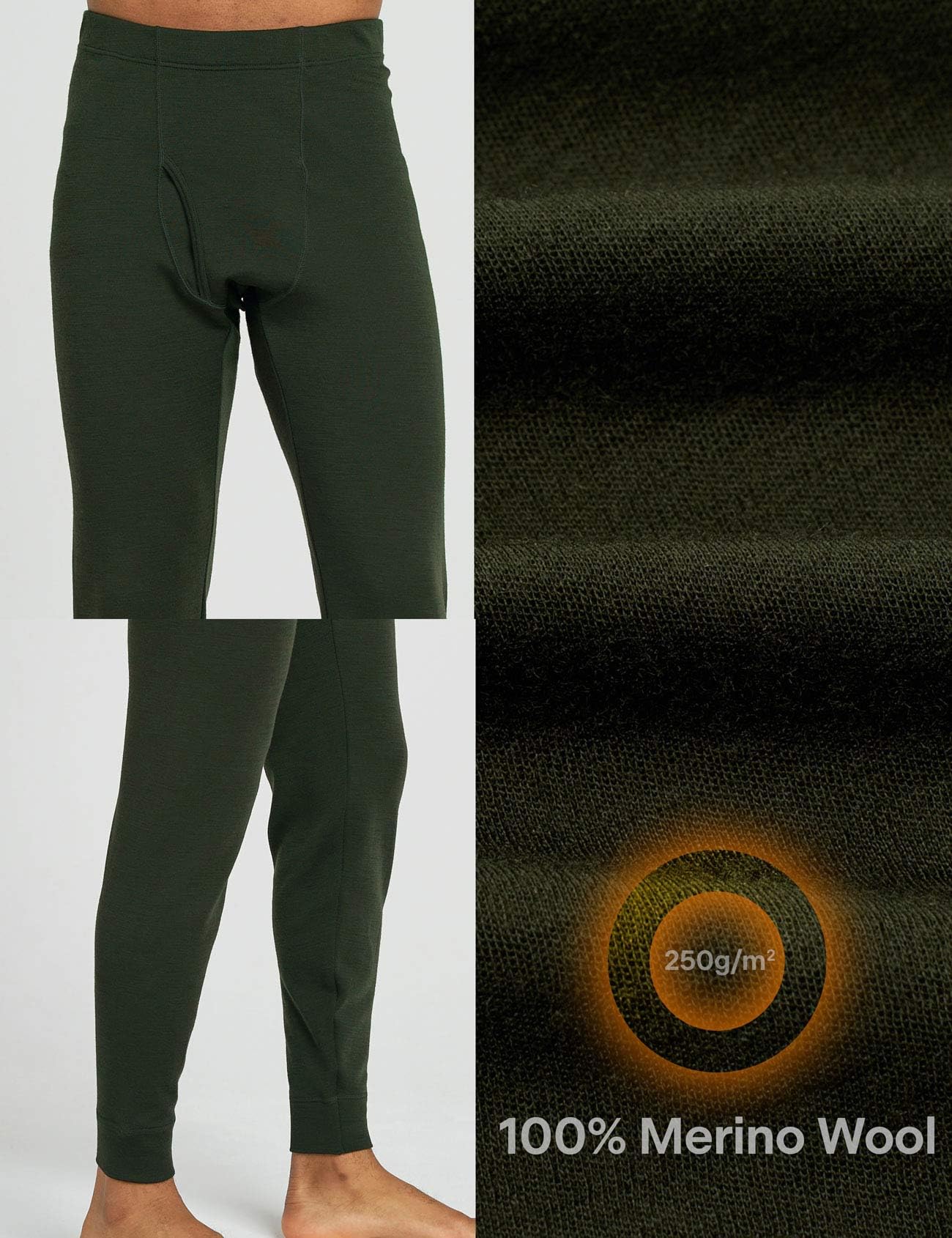 LAPASA 100% Lana Merino Calzamaglia Termica Lunghi Peso Medio Pesanti M30 M68 - Abbigliamento Termico Leggings Invernali Trekking Running Montagna Sci Snowboard