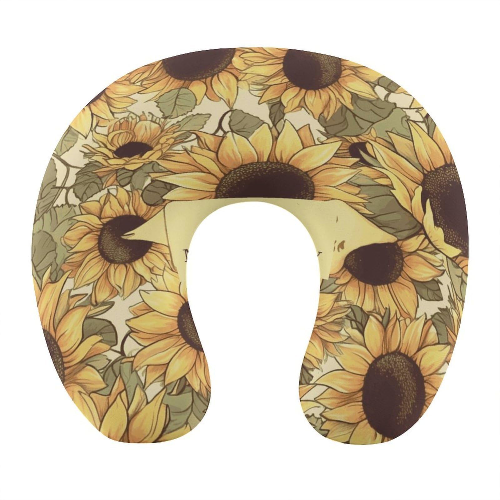 Btcowzrv Style Happy Mother's Day Sunflower U Shaped Neck Pillow Travel Pillows