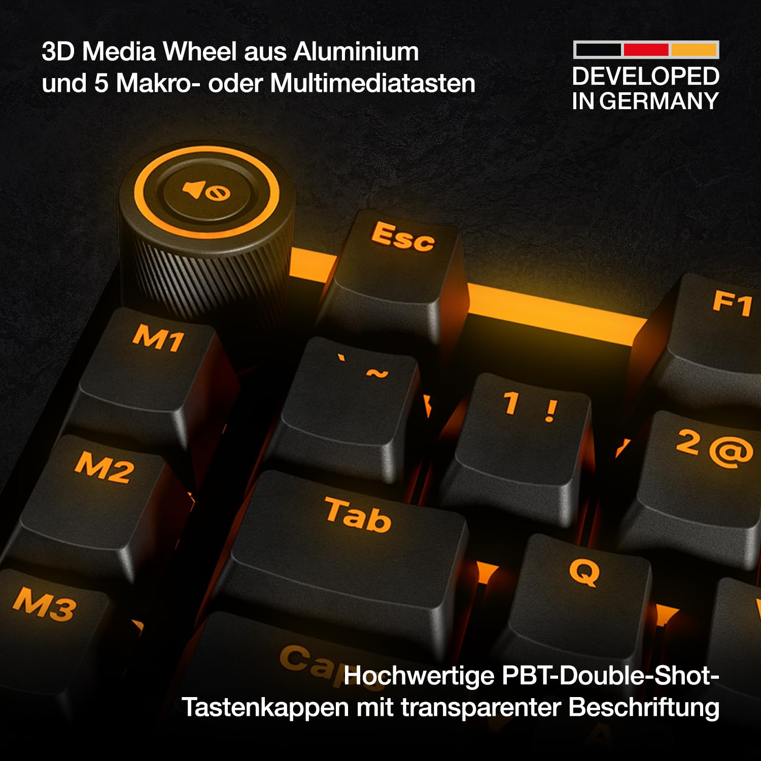 be quiet! Light Mount Mechanische Tastatur und Dark Perk Sym Wireless Gaming Maus-Bundle, Leise Lineare Switches, ARGB-Beleuchtung, 55g, 32.000 DPI, 110h Akku