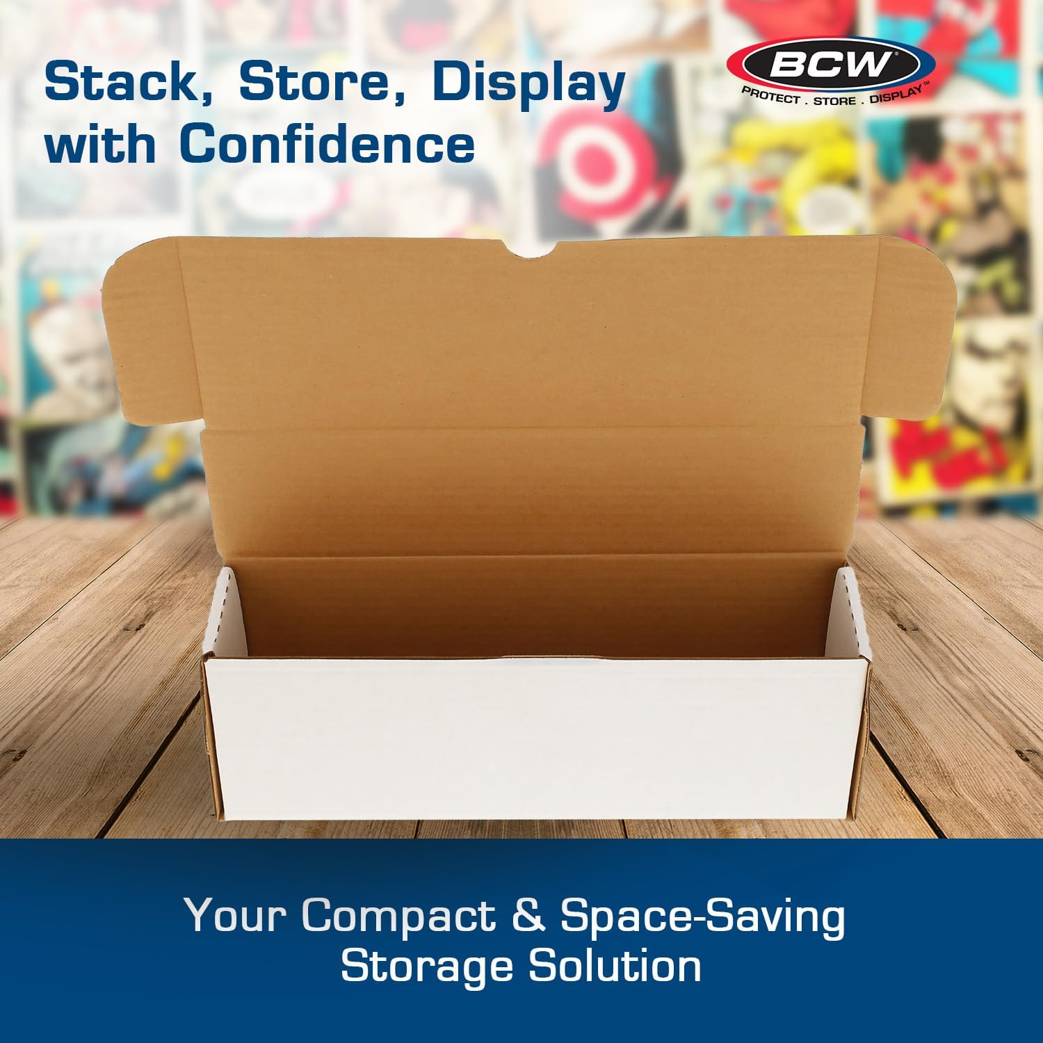 BCW 14-Inch Semi-Rigid #1 Storage Box - 10ct | Holds 350 Semi-Rigid Card Holders | Vertical Card Organizer | Ideal for Sports, Trading Cards Baseball, Magic, Pokemon