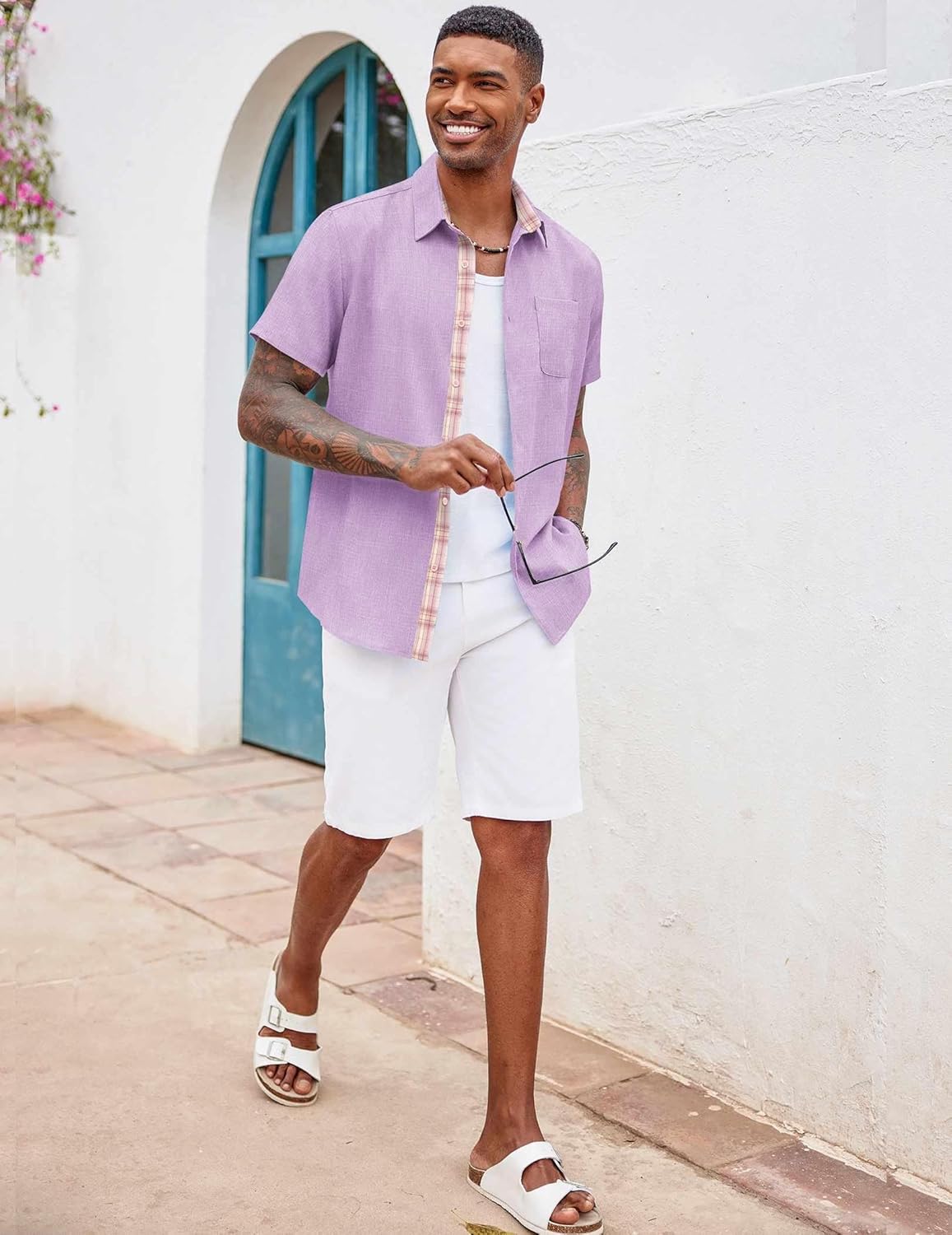 COOFANDY Men's Button Down Shirts Short Sleeve Casual Summer Beach... - Picture 172 of 180