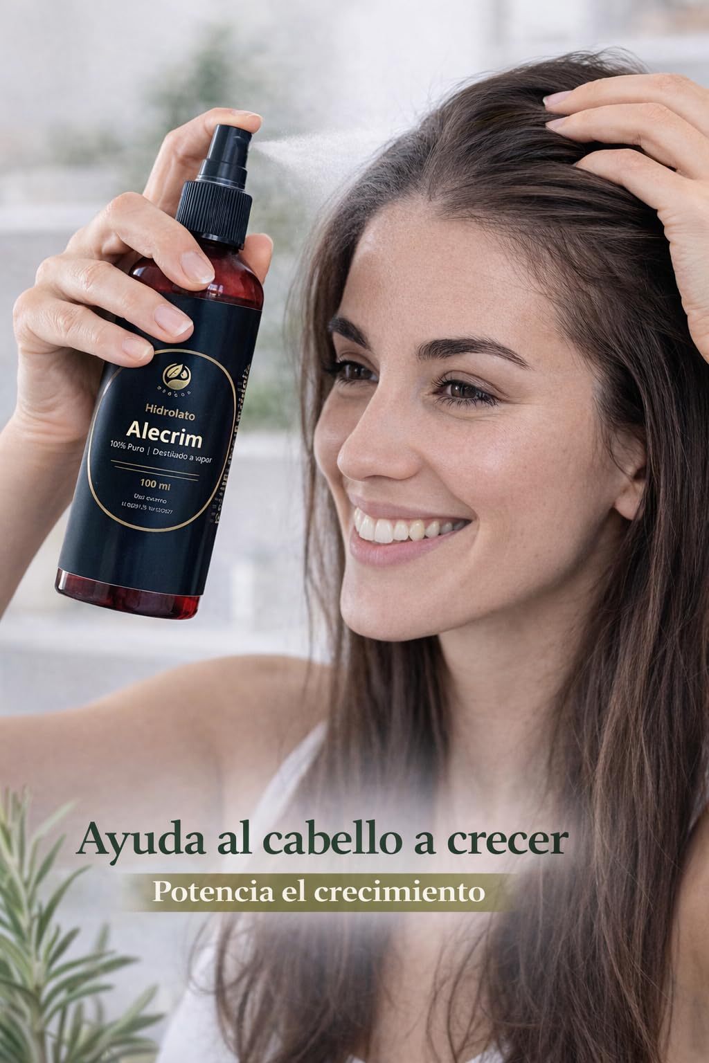 Idrolato di rosmarino 100% puro biologico - Acqua di rosmarino per capelli - Stimolante naturale crescita dei capelli - Acqua floreale - Rosmarino per capelli - 2 x 100ml