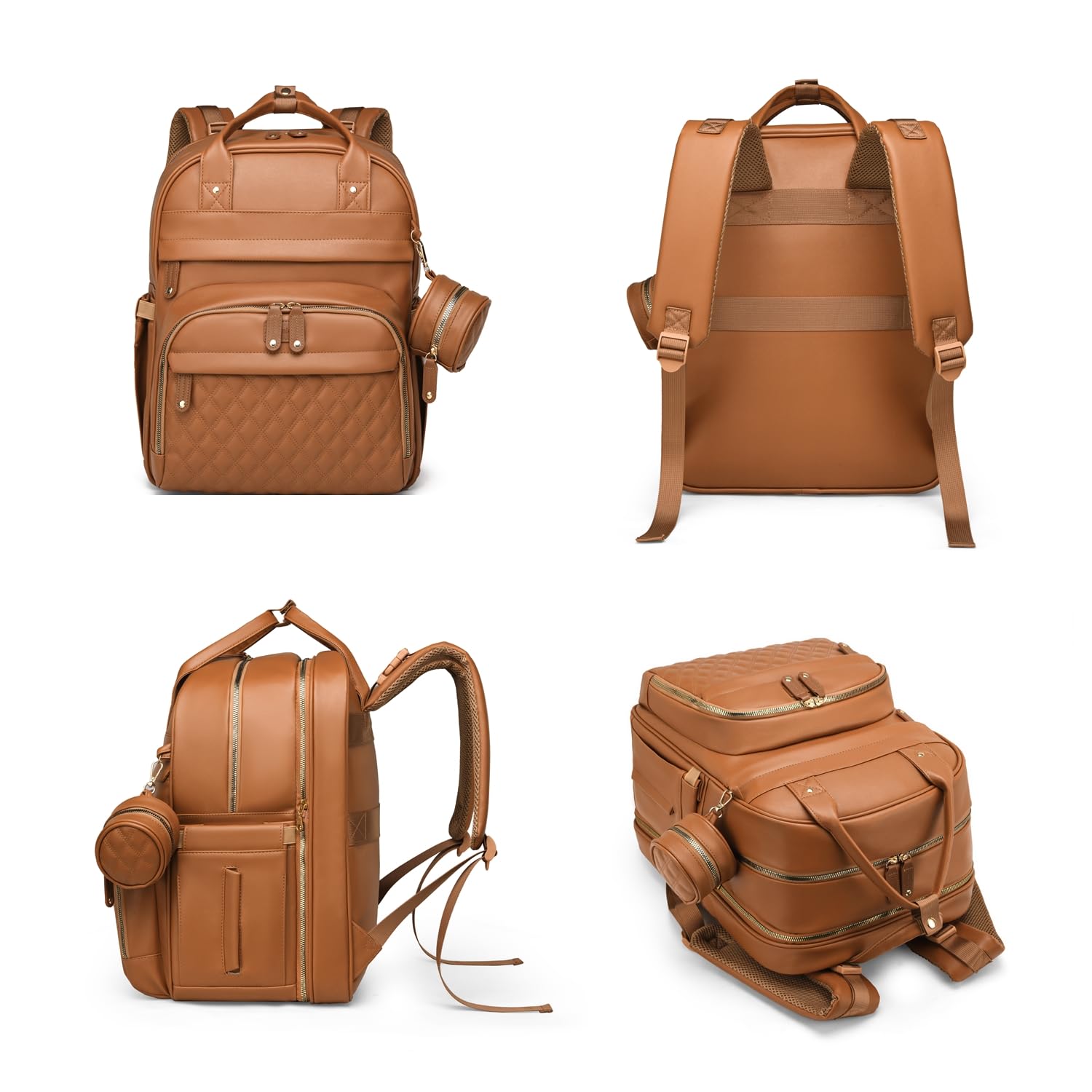 Sac à langer bébé, Sac à langer à dos portable, grande capacité, cuir déperlant, tapis à langer inclus, pare-soleil, porte tétine, sangles intégrées poussette