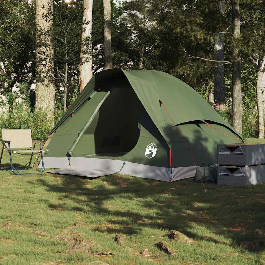 Kuppel-Campingzelt mit Wasserdichtem 185T Polyester, Abnehmbares Überzelt, Ideal für 2 Personen, Tunnelzelt, Camping Zelt, Familienzelt, Gartenzelt, Olivgrün, 220 x 156 x 123 cm