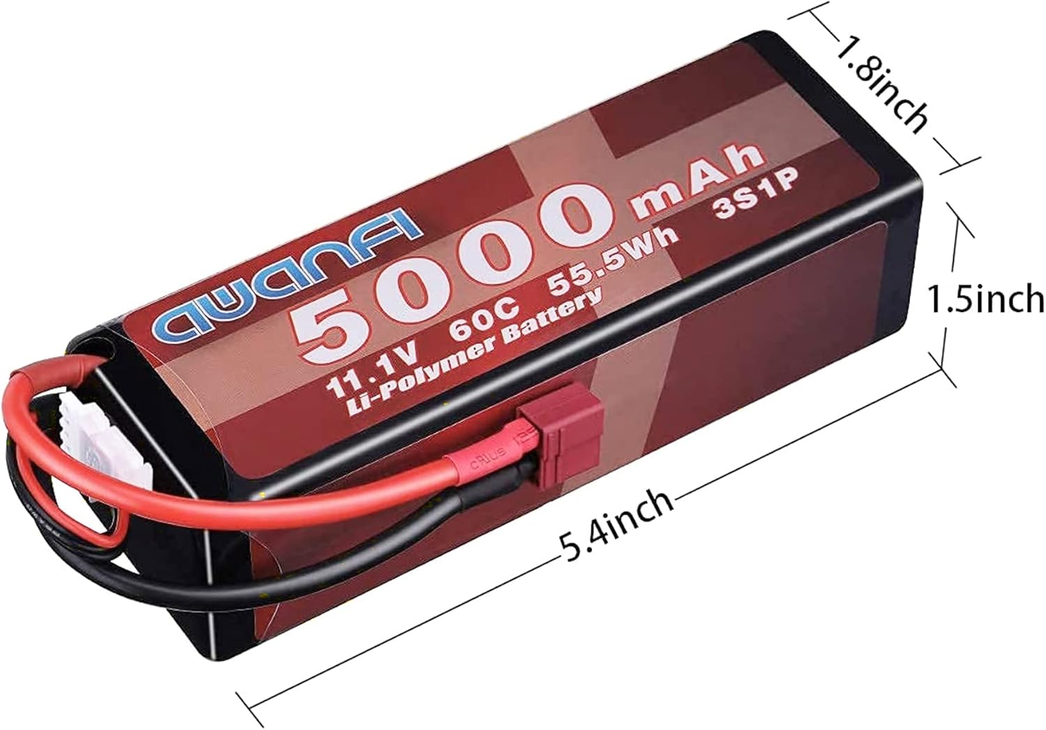 Exclusive Discount 90% Price AWANFI 3S Lipo Battery 60C 5000mAh 11.1V Lipo Battery with Deans T Connector Hard Case for Car Truck Boat Vehicles (2 Pack)