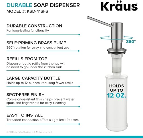 Miniatura 4 de KRAUS Dispensador de jabón y loción de cocina en acero inoxidable sin manchas, KSD-41SFS