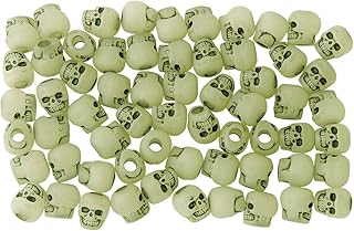 The Beadery 4-Ounce Bag of Skull Beads, Glow in The Dark Antiquing, 1180SV097A