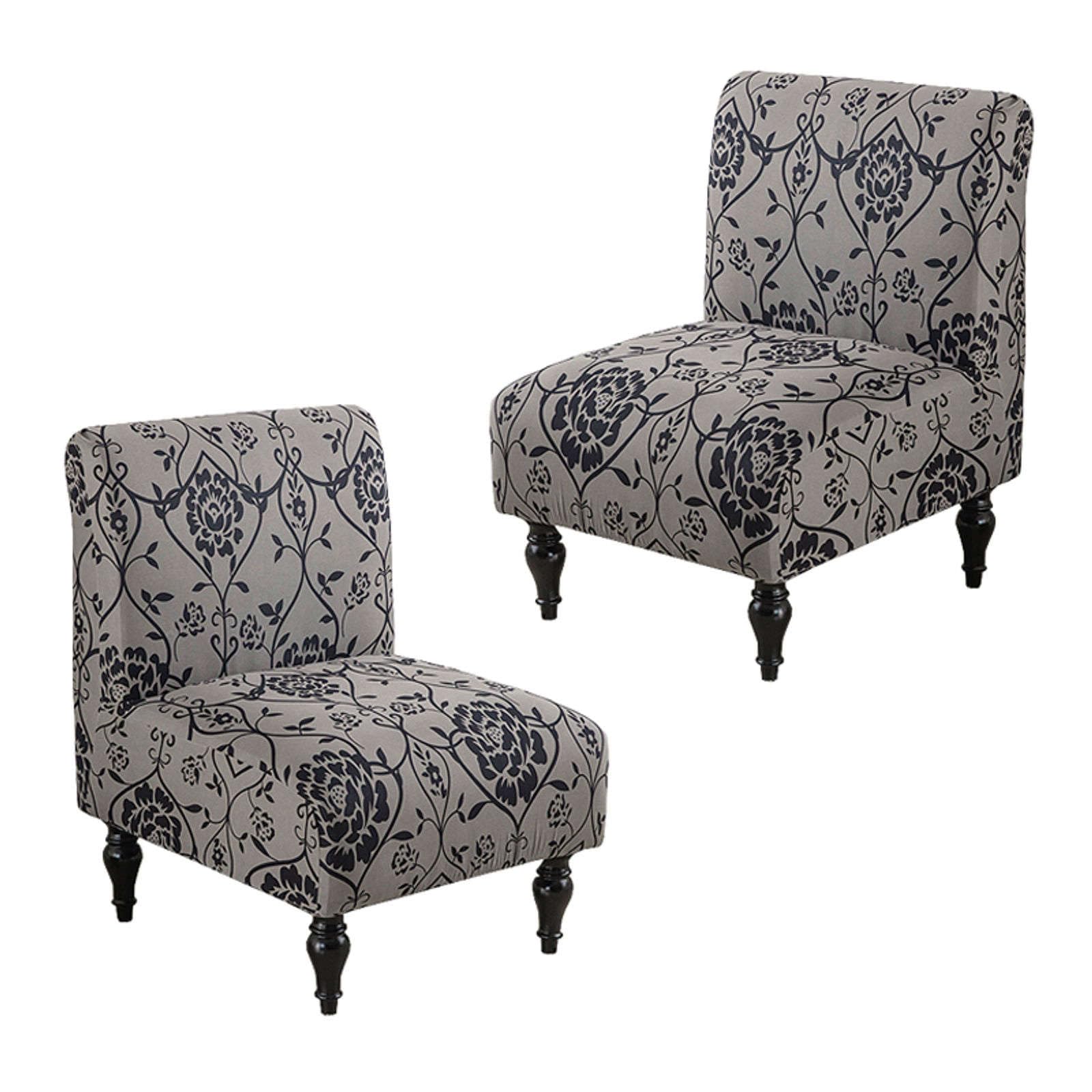 JHLD Stretch Armless Accent Chair Covers, Spandex Armless Accent Chair Slipcovers Printed Soft Armless Chair Slipcovers With Elastic Bottom Non Slip Armchair Covers For Living Room-K-2 Piece
