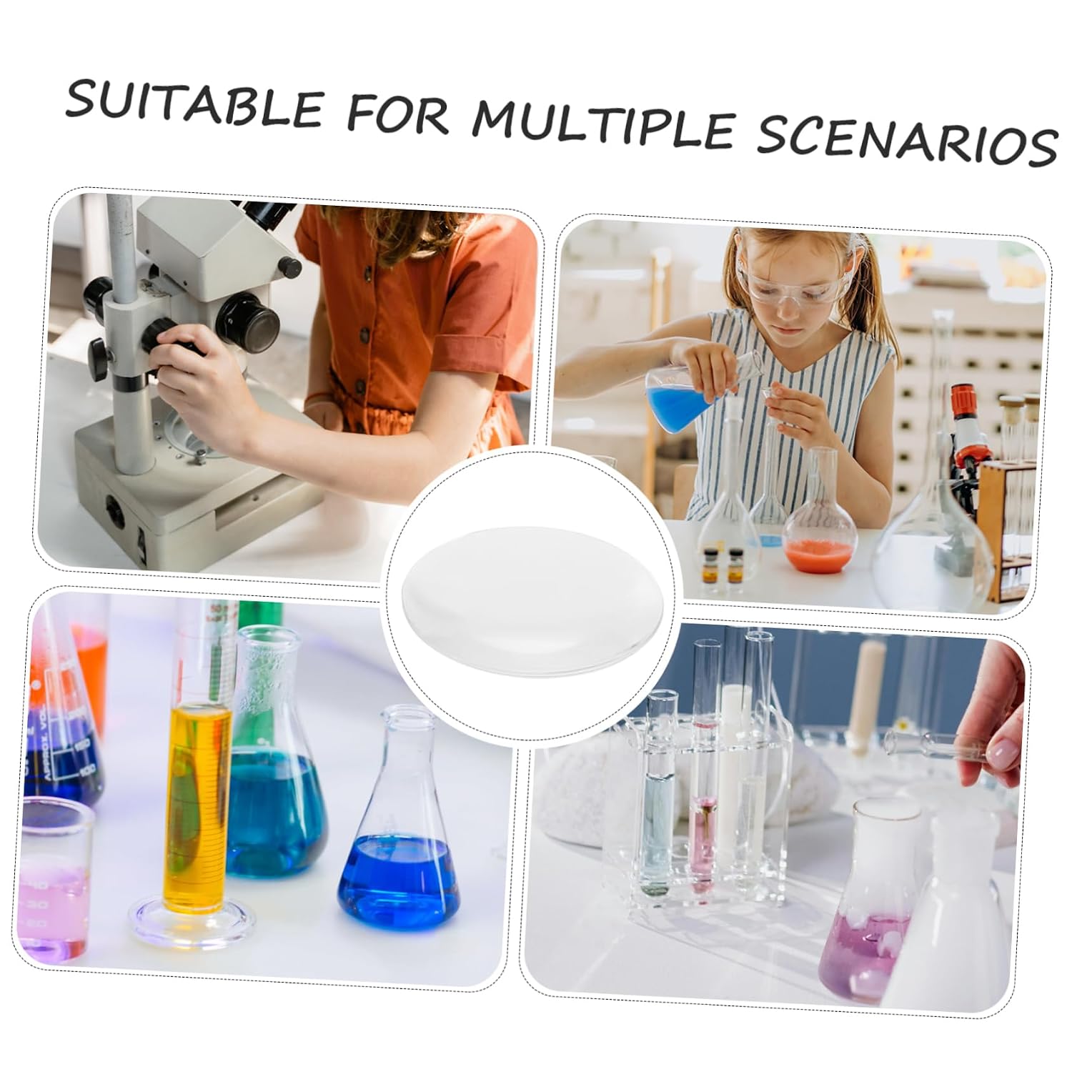ULTECHNOVO Double Convex Lens Optically Glass Small Physics Teaching Tool for Science Classroom