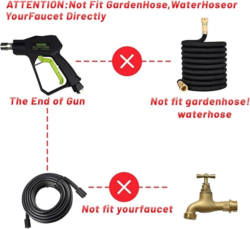 Miniatura 2 de Pistola corta de lavado a presión con cañón de espuma, pistola de espuma de lavado de alta presión con conector rápido de 1/4 pulgadas, 5 boquillas