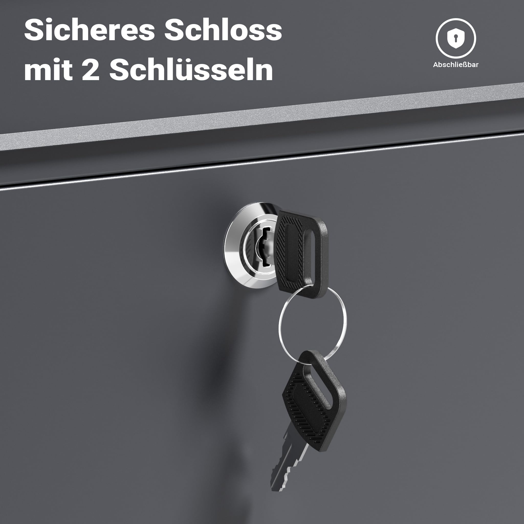 Wiltec Briefkasten V13 Anthrazit 360 x 105 x 315 mm, Wandbriefkasten mit Schloss und Klappe, Postkasten aus Stahl pulverbeschichtet
