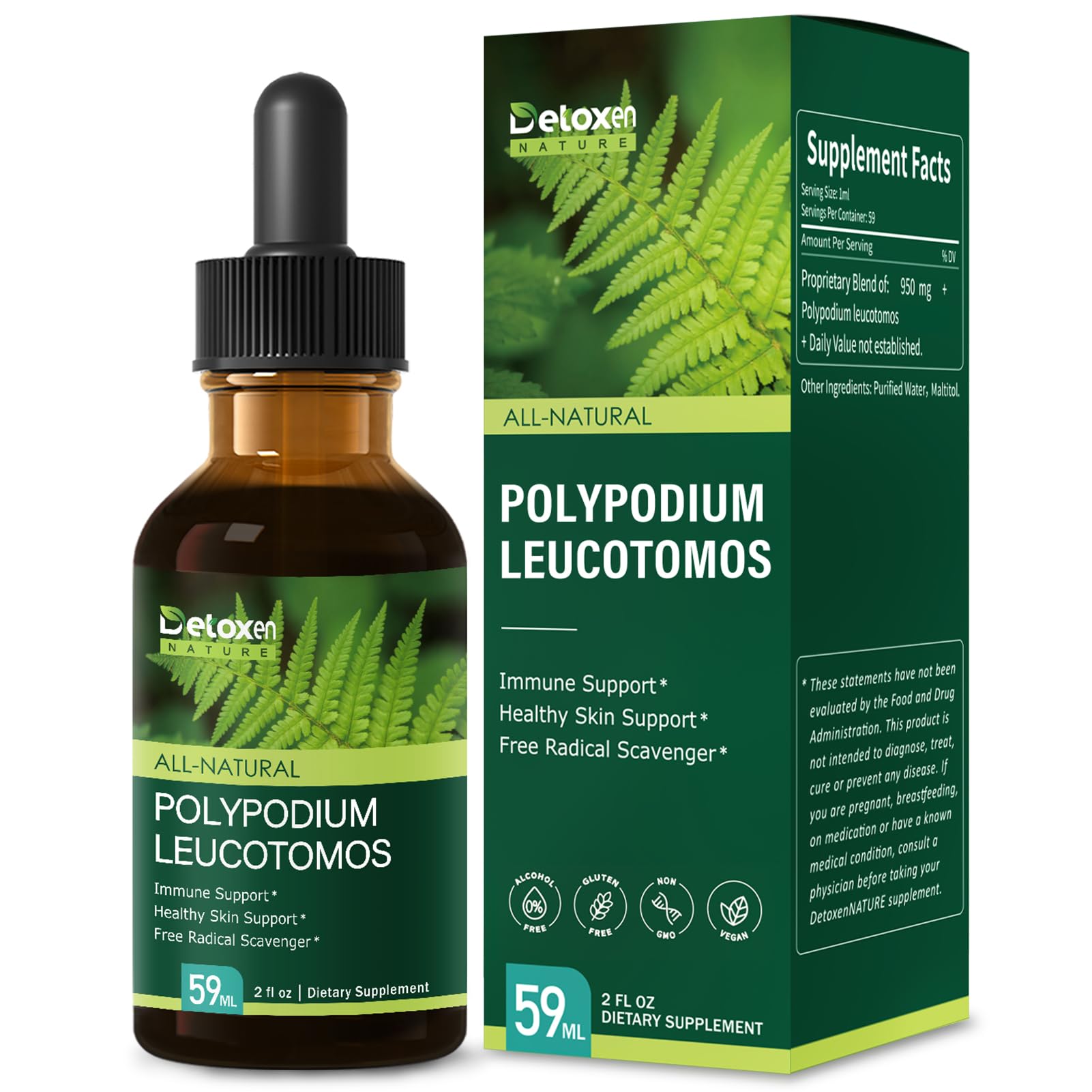 Polypodium Leucotomos Extract Drops for Immune Support.