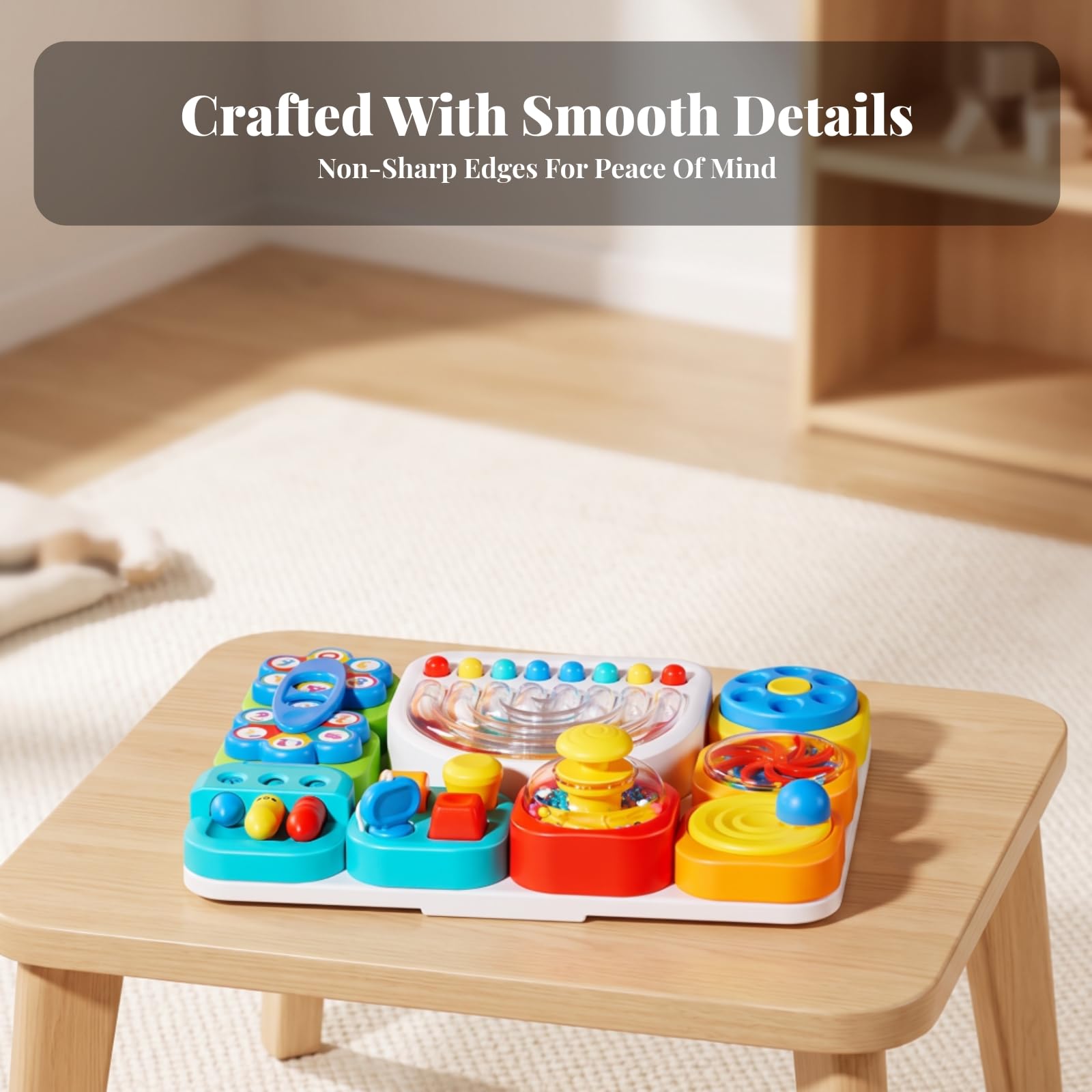 Perfeclan Children Learning Board Tablero de Aprendizaje Infantil Tablero de Actividades Sensoriales Juguete para Motricidad Ruedas y Deslizadores Material Plástico Adecuado para Juego Aula Guardería