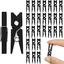 Fuyamp 100 Pcs Mini Craft Wooden Pegs, 2.5cm Black Small Crafting Pegs,Mini Wooden Peg Embellishments Tiny Pegs for Hanging photos, DIY Art and Craft Projects