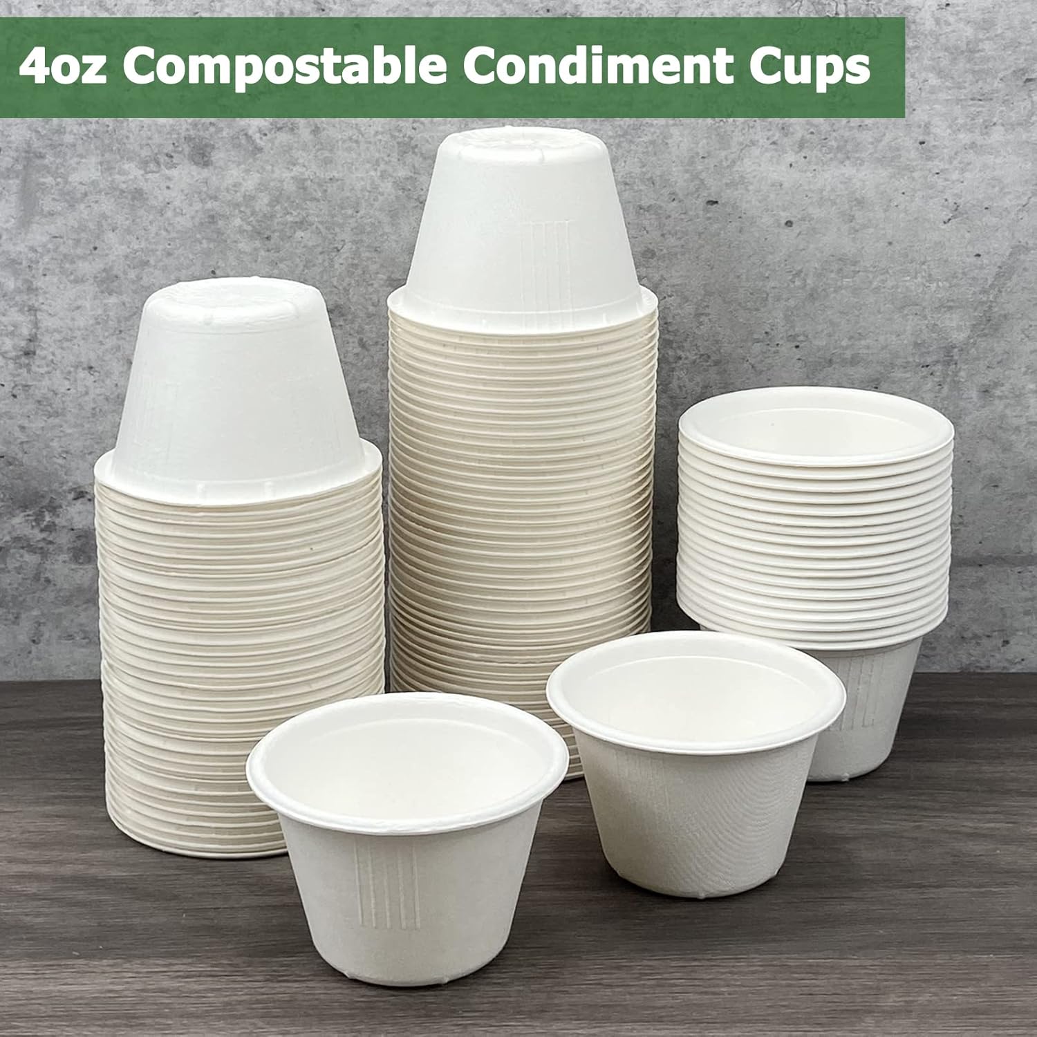 CAMKYDE 4 oz Disposable Bagasse Fiber Souffle Cups 100pk, 100% Natural Biodegradable Compostable Condiment Cups Sample Cup Tasting Cup (White, Pack of 100) - Image 6