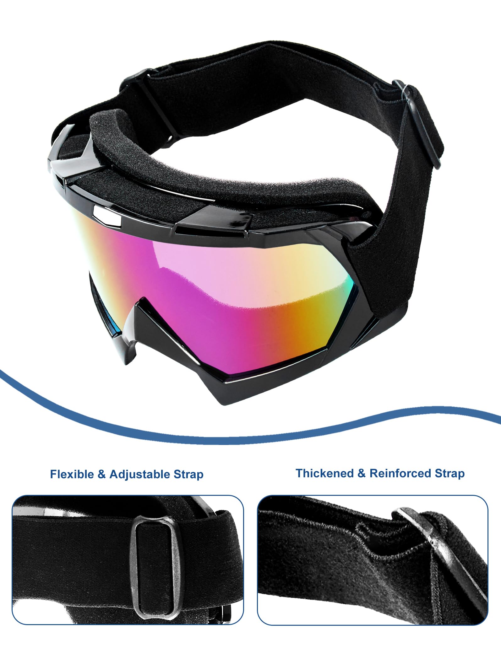 2 occhiali da motocross moto ATV equitazione antipolvere antivento Off Road Racing MX quattro ruote occhiali