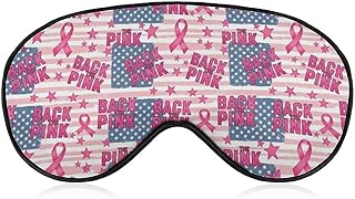 Super Smooth Soft Sleeping Eye Mask for Travel Work Shift Sleep Naps - Back The Pink American Flag Breast Cancer Awareness Ribbon Block Out Light Eye Cover for Kids Girls Teens Women