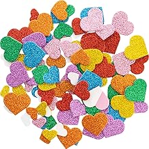 300 Pieces Glitter Foam Stickers, Heart Shape Stickers, Creative Decorations for Kids, DIY Crafts, Scrapbooking