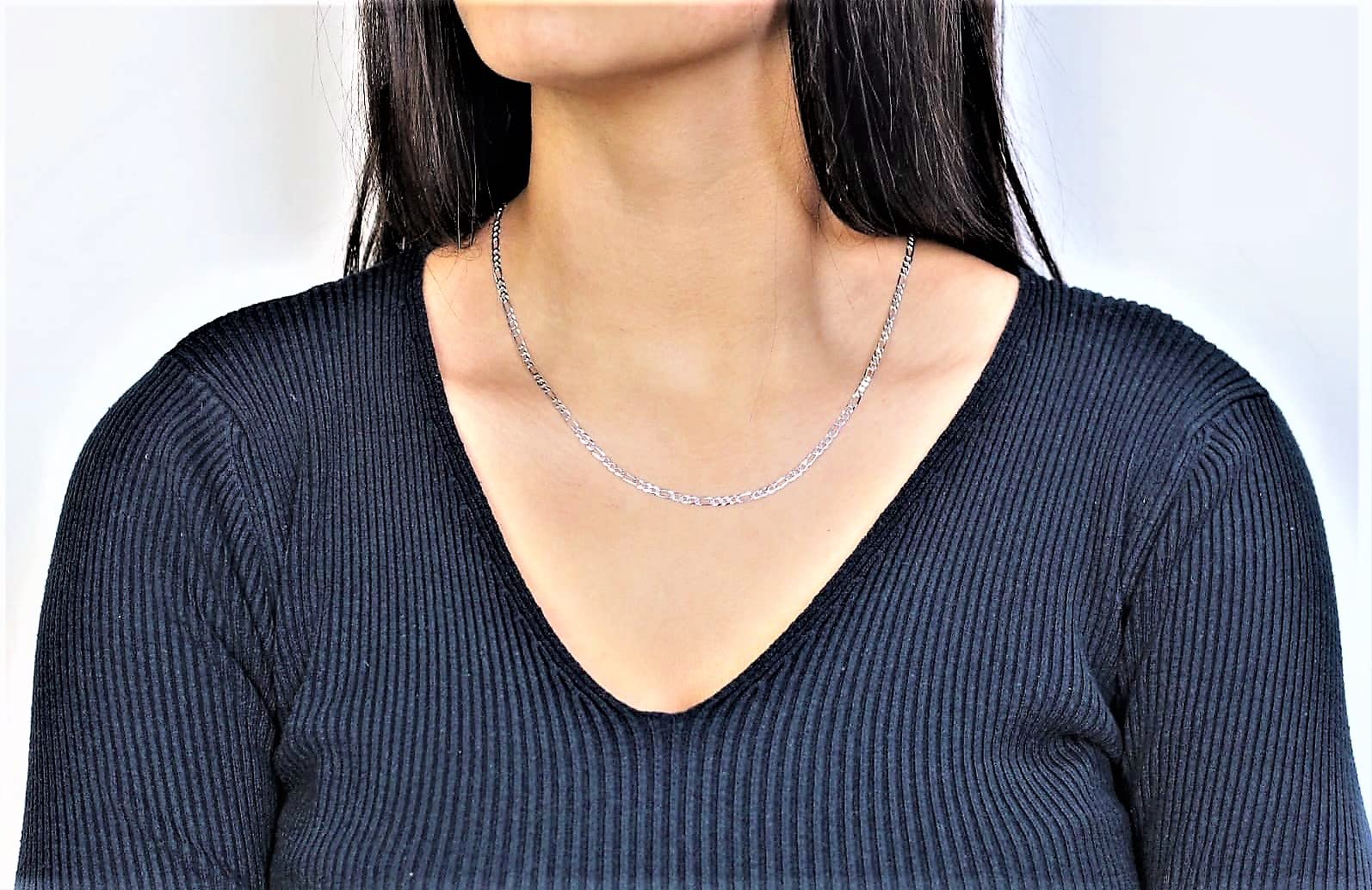 QUADRI - Halskette Herren Silber 925 - Figarokette - Geschenkidee | Breite 3.5 mm - Länge 41-61 cm - mit Verlängerung 5 cm - Vergoldet - Made in Italy