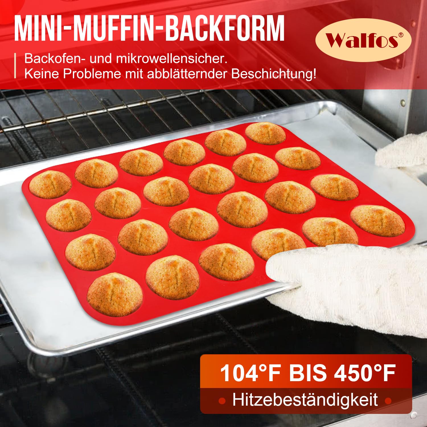 Stampo Muffin In Silicone 24 Mini Forme - Antiaderente, Senza BPA, Per Forno E Microonde