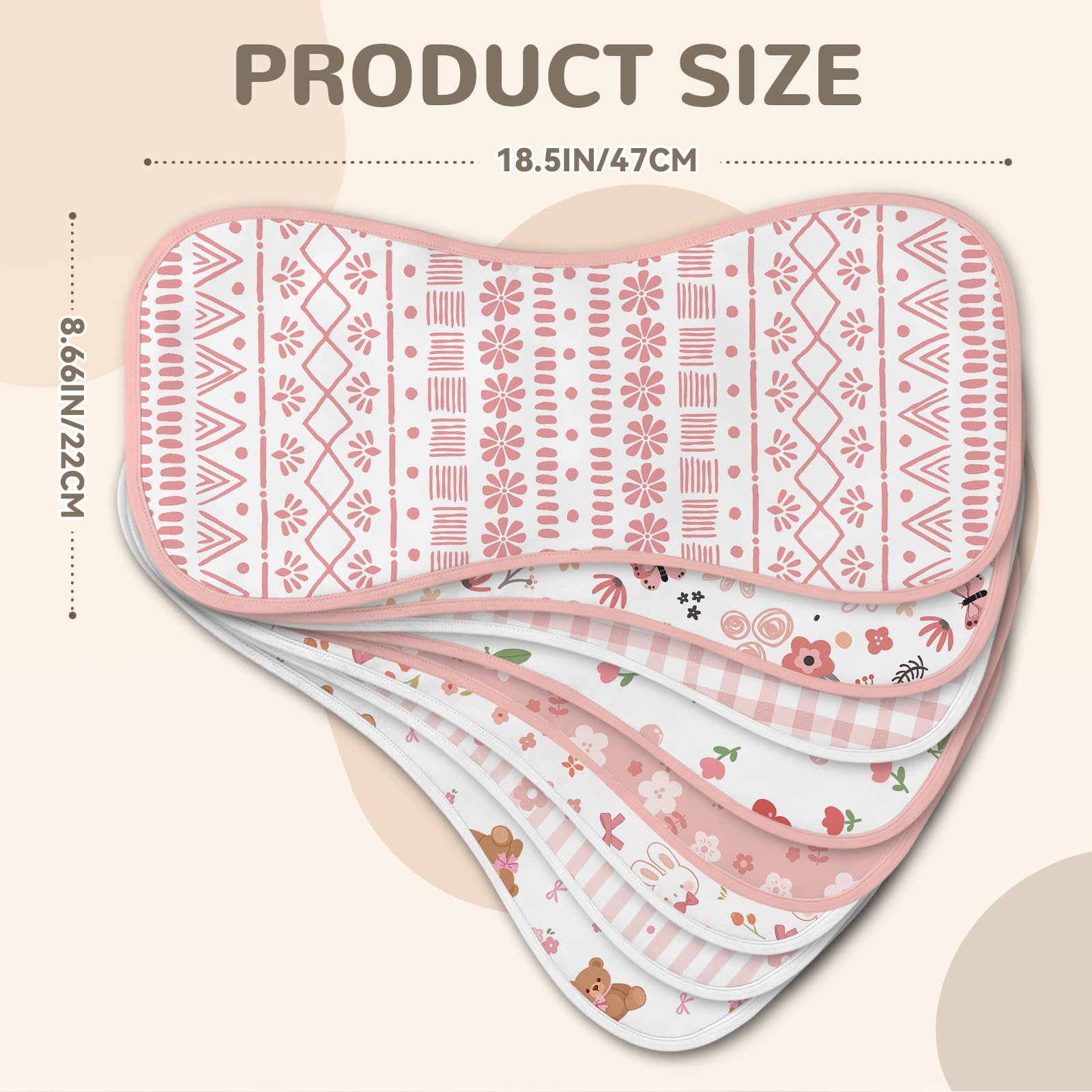 Shaeotek Muslin Cloths for Baby Boys and Girls Pink Flower 8 Packs Pure Cotton Super Absorbent and Soft Burping Towels for Infant Squares Baby Essentials for Newborn - Image 2