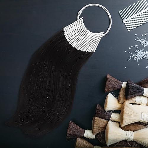 Miniatura 8 de SHERCHPRY 30 unids cabello humano color anillo extensiones de color de pelo tabla de prueba de color muestras de color de cabello muestras de prueba