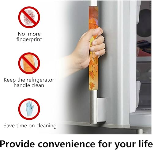 Miniatura 5 de Eionryn Fundas para manija de puerta de refrigerador con hojas caídas de arce otoñal, arces naranjas de otoño, guantes para microondas,