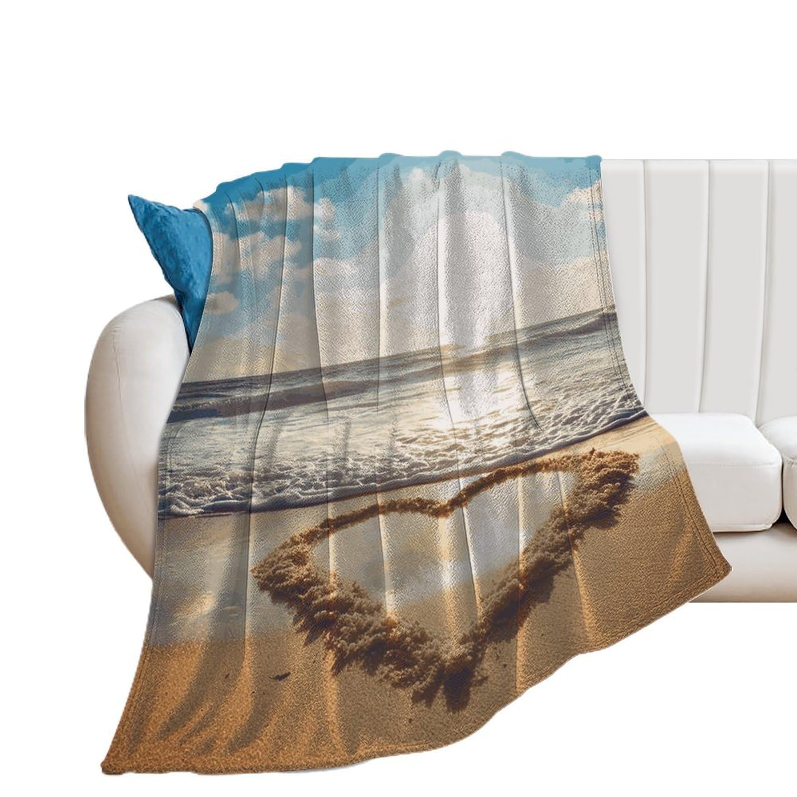 Couverture en microfibre extra large plaid lit canapé motif cœur