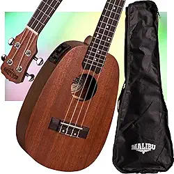 Ukulele Malibu Elétrico Concert Abacaxi 23SPE Natural + Capa