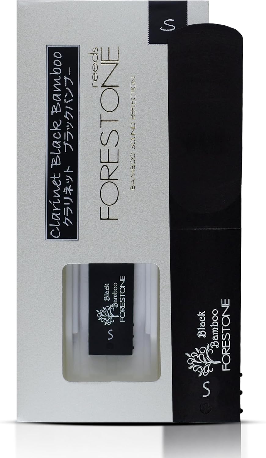 Forestone Bamboo Synthetic Clarinet Reed with Carbon & Bamboo Fiber Blend- French Filed Cut with Dark, Classical Sound Profile – Long-Lasting - Made in Japan - Black Soft (S)