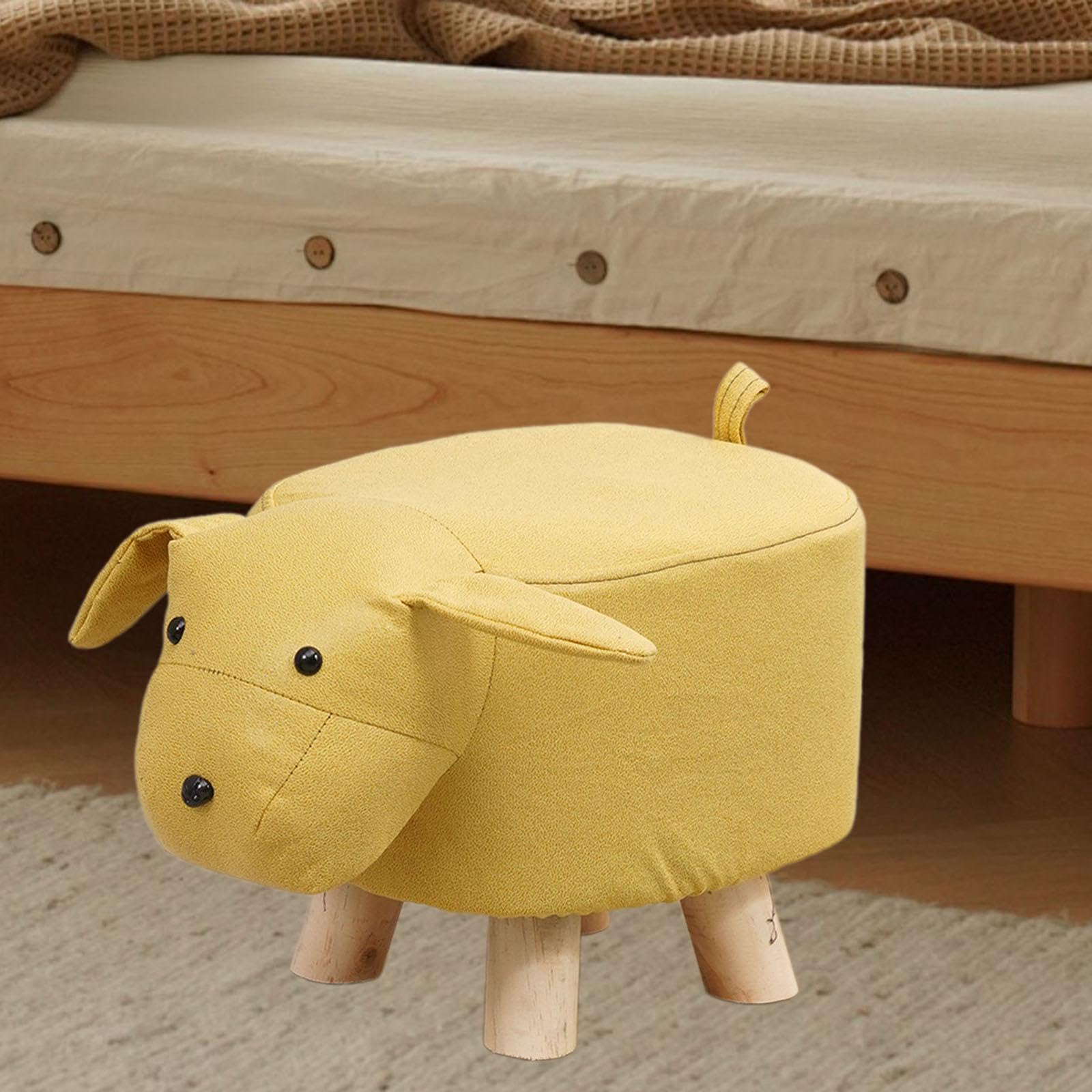 Kinder Fußhocker, Tierisches Design, Bequemer Sitz für Kinderzimmer, Gelber Hund