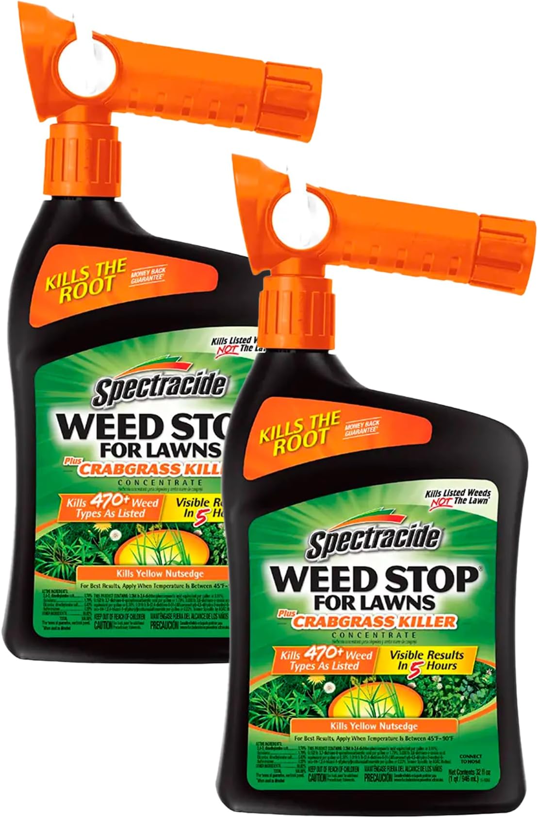 Spectracide Weed Stop for Lawns Plus Crabgrass Killer Concentrate, Kills Crabgrass On Lawn, 32 fl Ounce (RTS QuickFlip Spray) (Pack of 2)