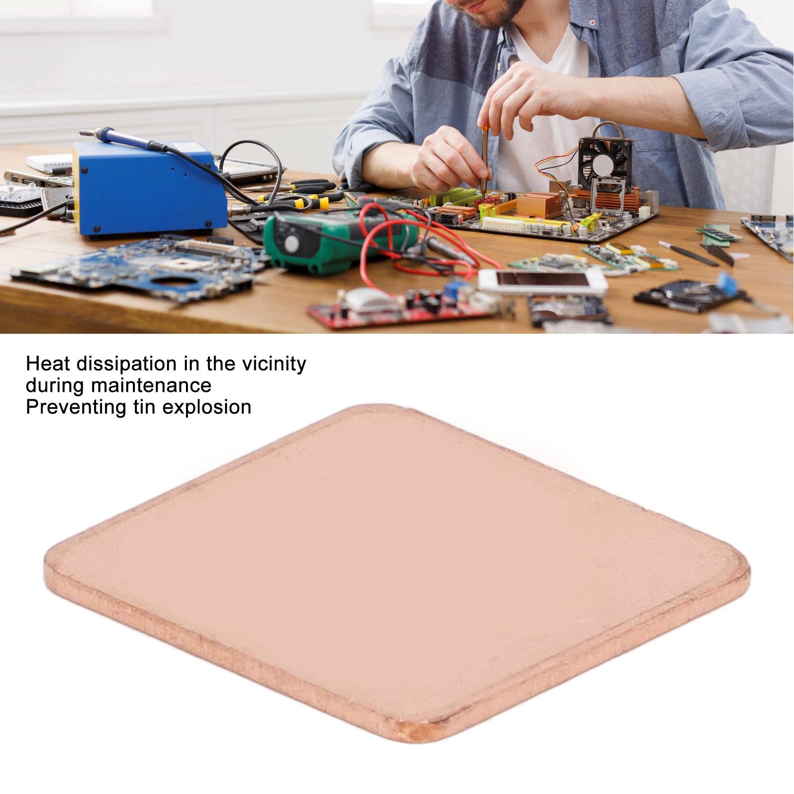 Cobre Shim Disipador de Calor Almohadilla térmica, Disipador de Calor Cobre 100 Piezas for PC CPU VGA RAM Varios tamaños con Caja Almacenamiento(20 * 20 * 1.0mm)