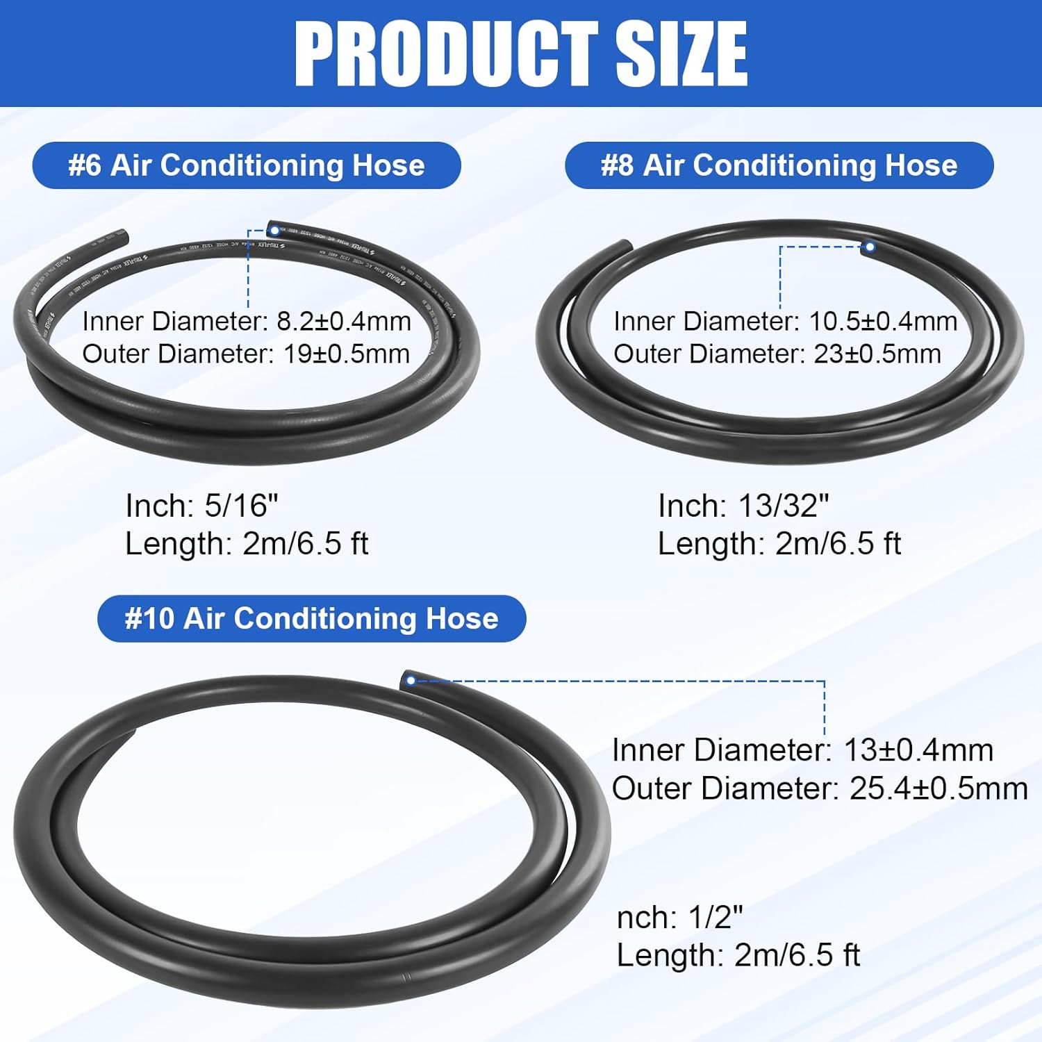 25PCS A/C Air Conditioning Hose & Fitting Kit: 6.5ft #6#8#10 AC Hoses And #6#8#10 AC Fittings