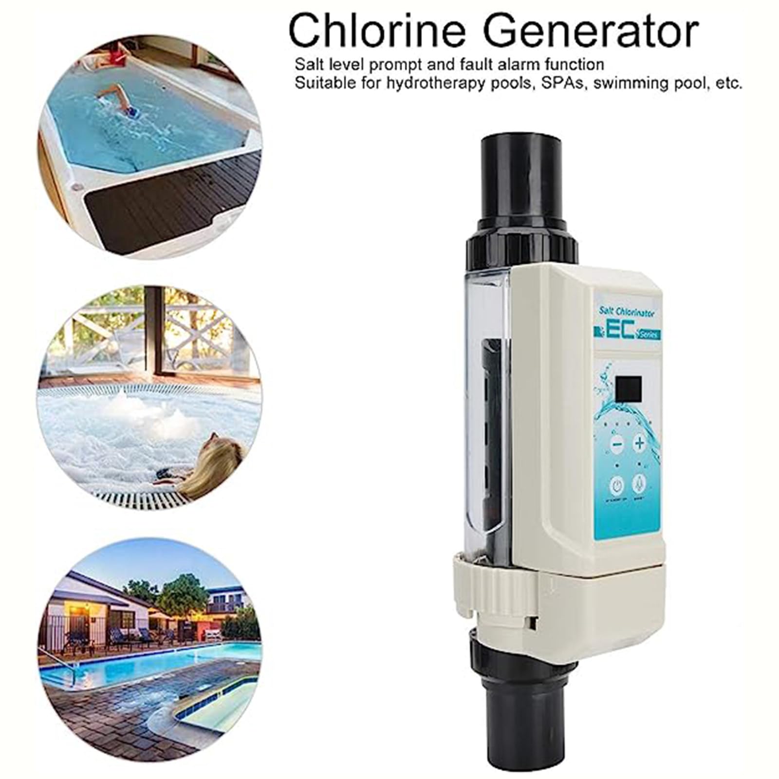 Machine électronique de Chlore au sel, générateur de Chlore d'eau salée, système de génération de Chlore 8/16/12/20 g/h, détection du Niveau d'eau, pour Piscine, Jacuzzi et Spa, 8 g/h