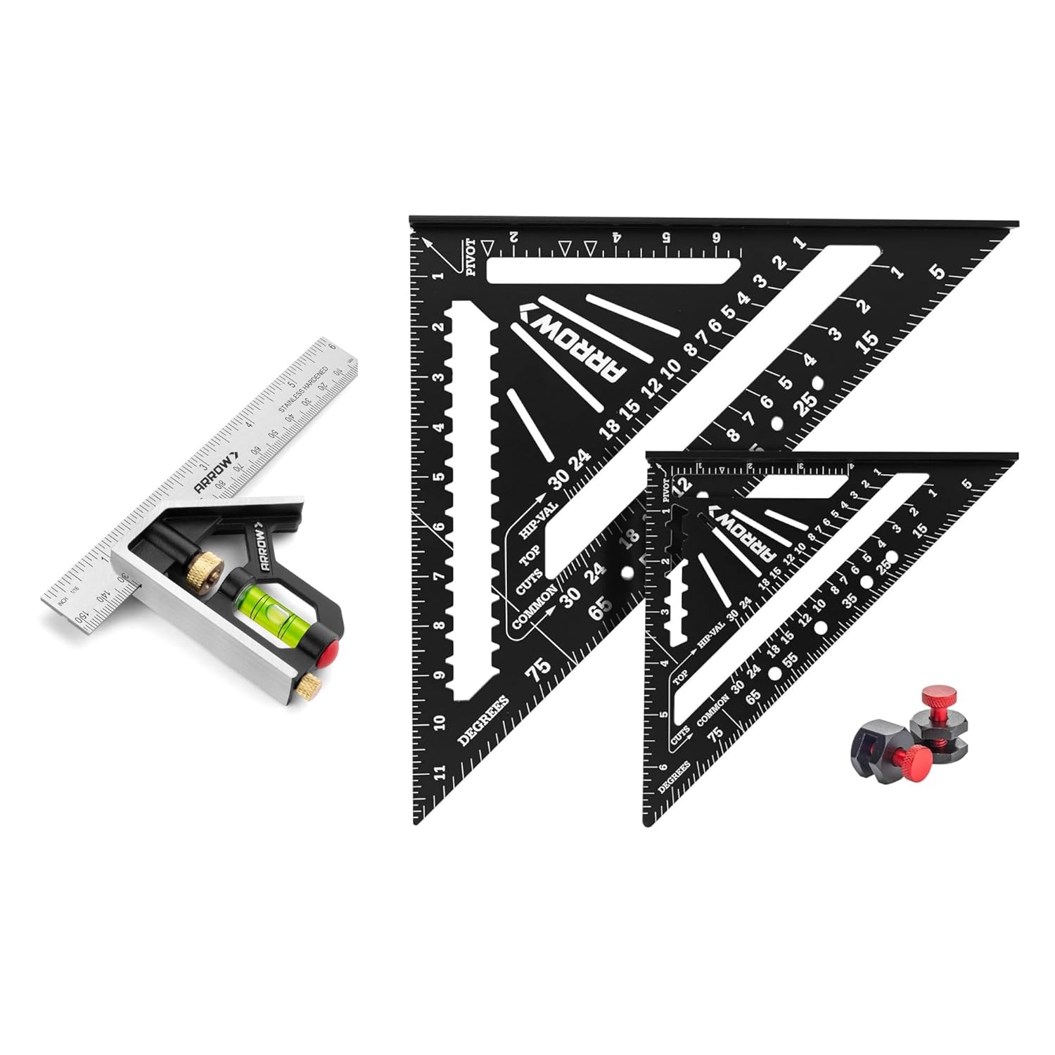 Arrow 6" Combination Square and Aluminum Alloy Carpenter Square Set
