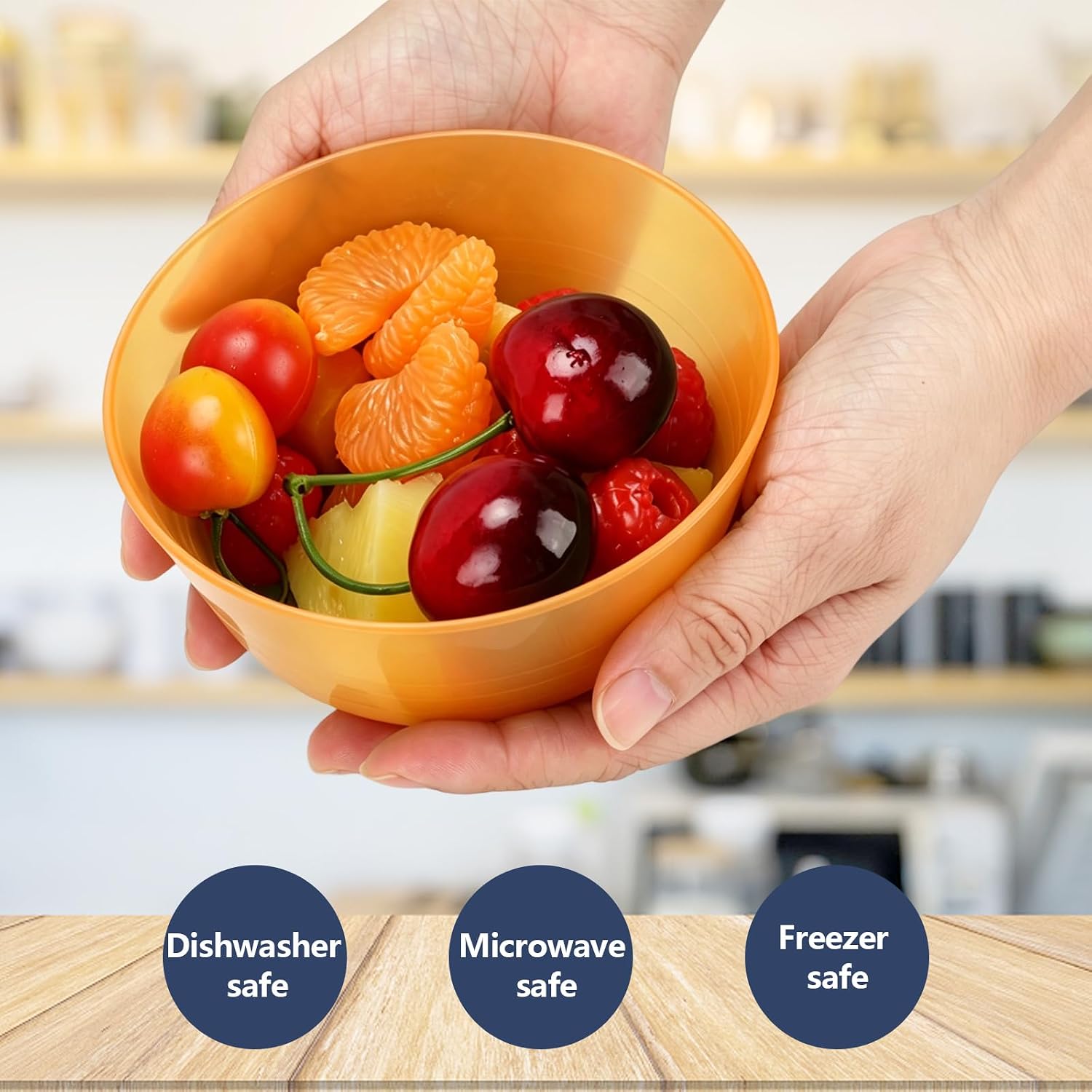 24-Pack Plastic Bowls 10 oz, Polypropylene, Microwave & Dishwasher Safe, 6 Vibrant Colors (4 Each), Lightweight Stackable Bowls for Cereal, Salad, Soup, Snacks, Party, Camping image 3