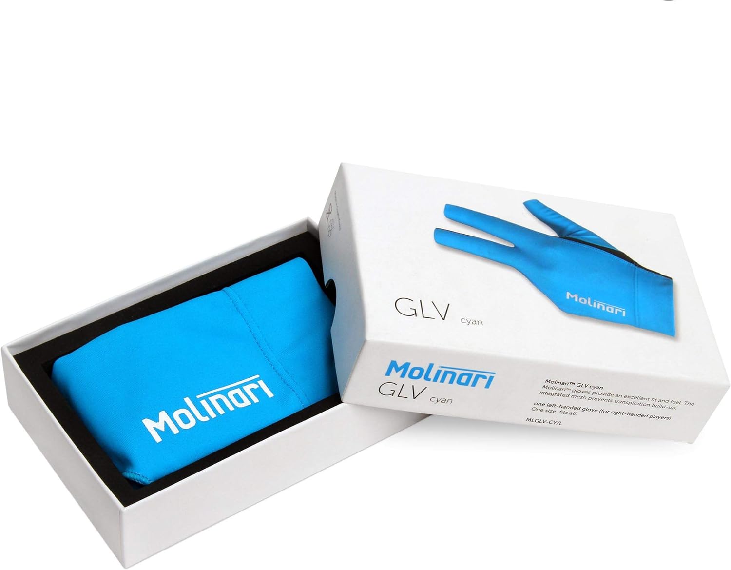 Molinari Billiard Glove - for Left Hand (Cyan, Regular (One Size fits Most)) : Sports & Outdoors