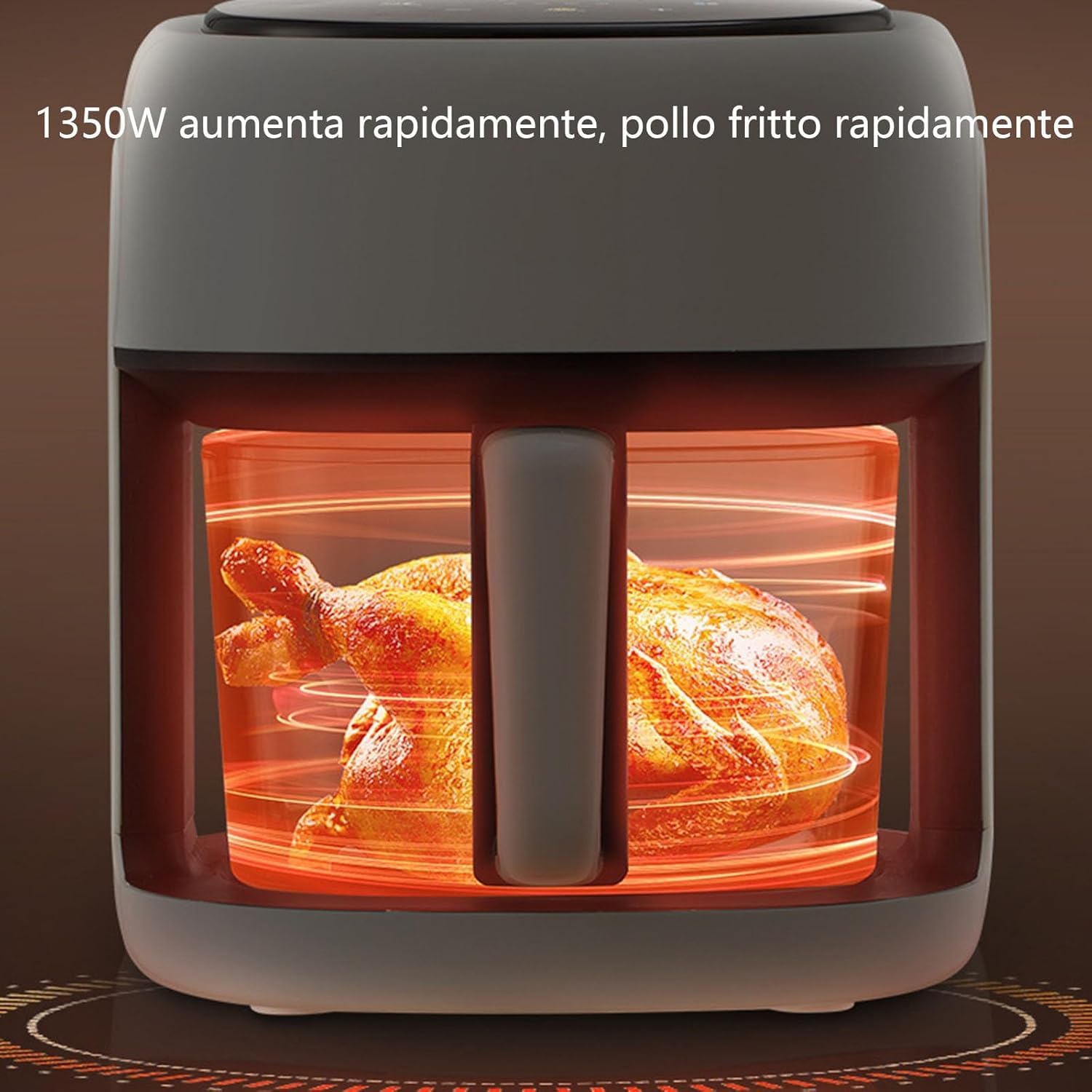 Freidora de aire de 4,5 l, multifunción, 1350 W, control de temperatura y canasta visible