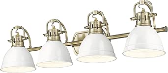 Duncan 4-Light Bath Vanity in Aged Brass with White