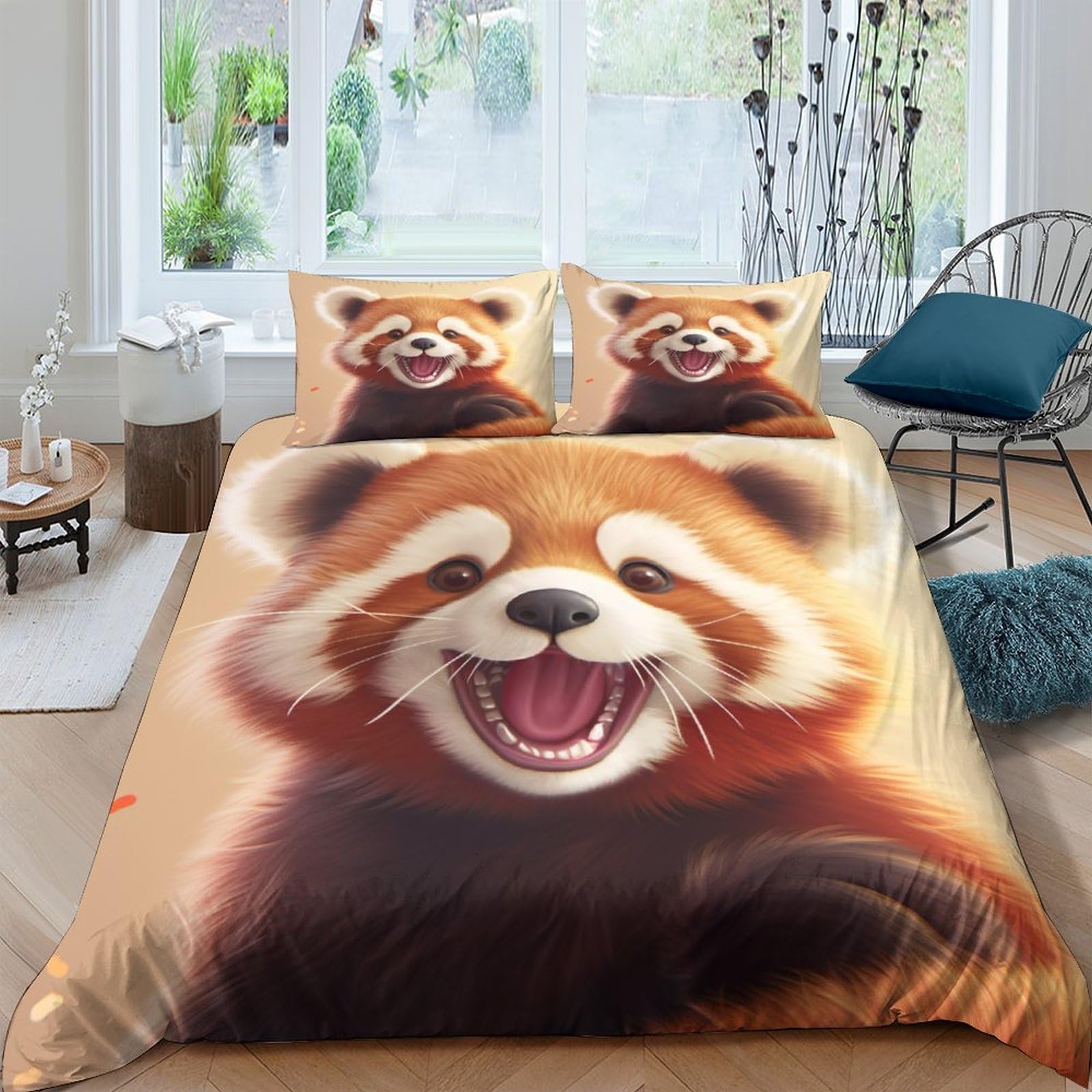 Parure de lit panda King Size 220x240 avec housse et taies