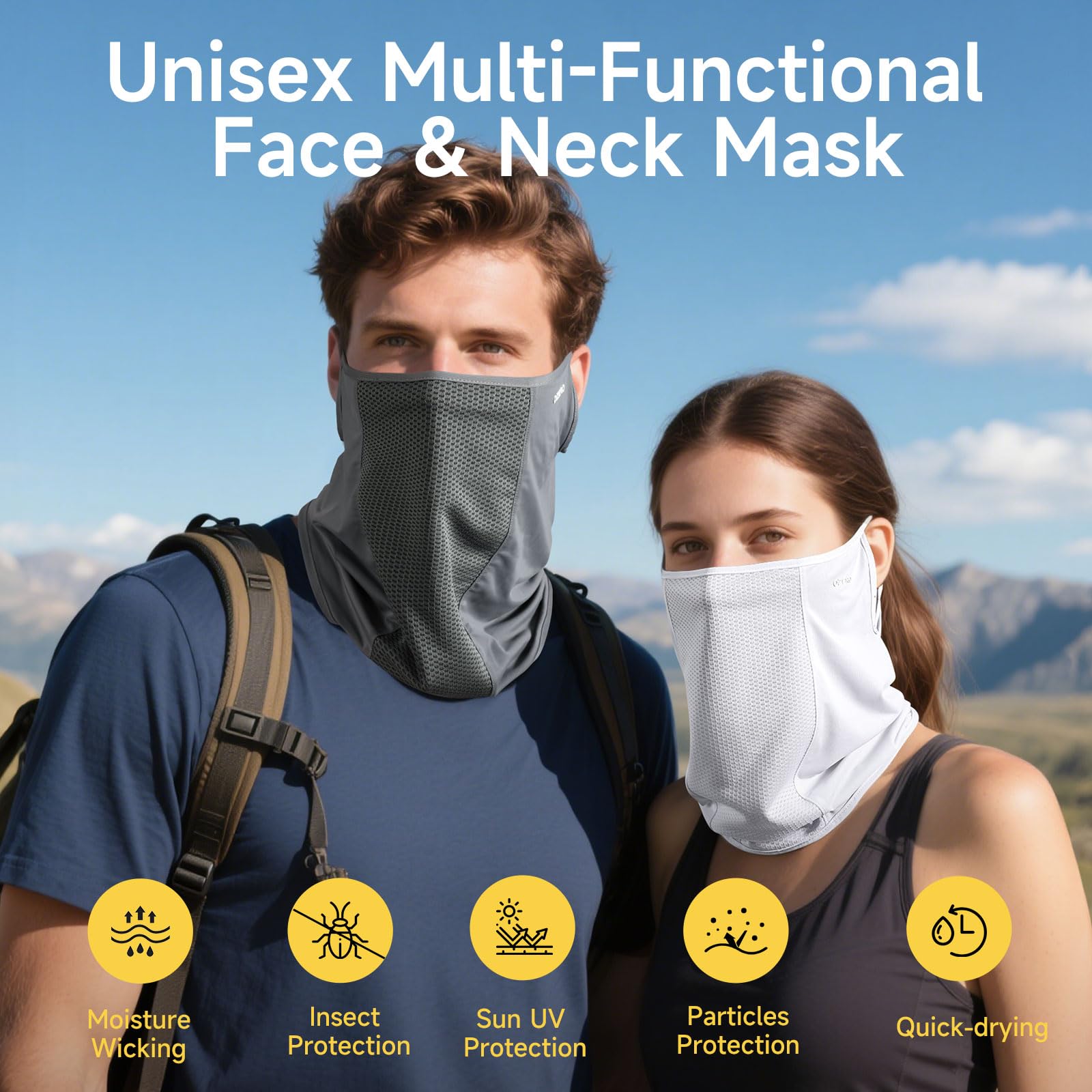 OZERO Máscara facial para el cuello: bufanda de protección solar, transpirable, refrescante, para actividades al aire libre de verano, senderismo, ciclismo
