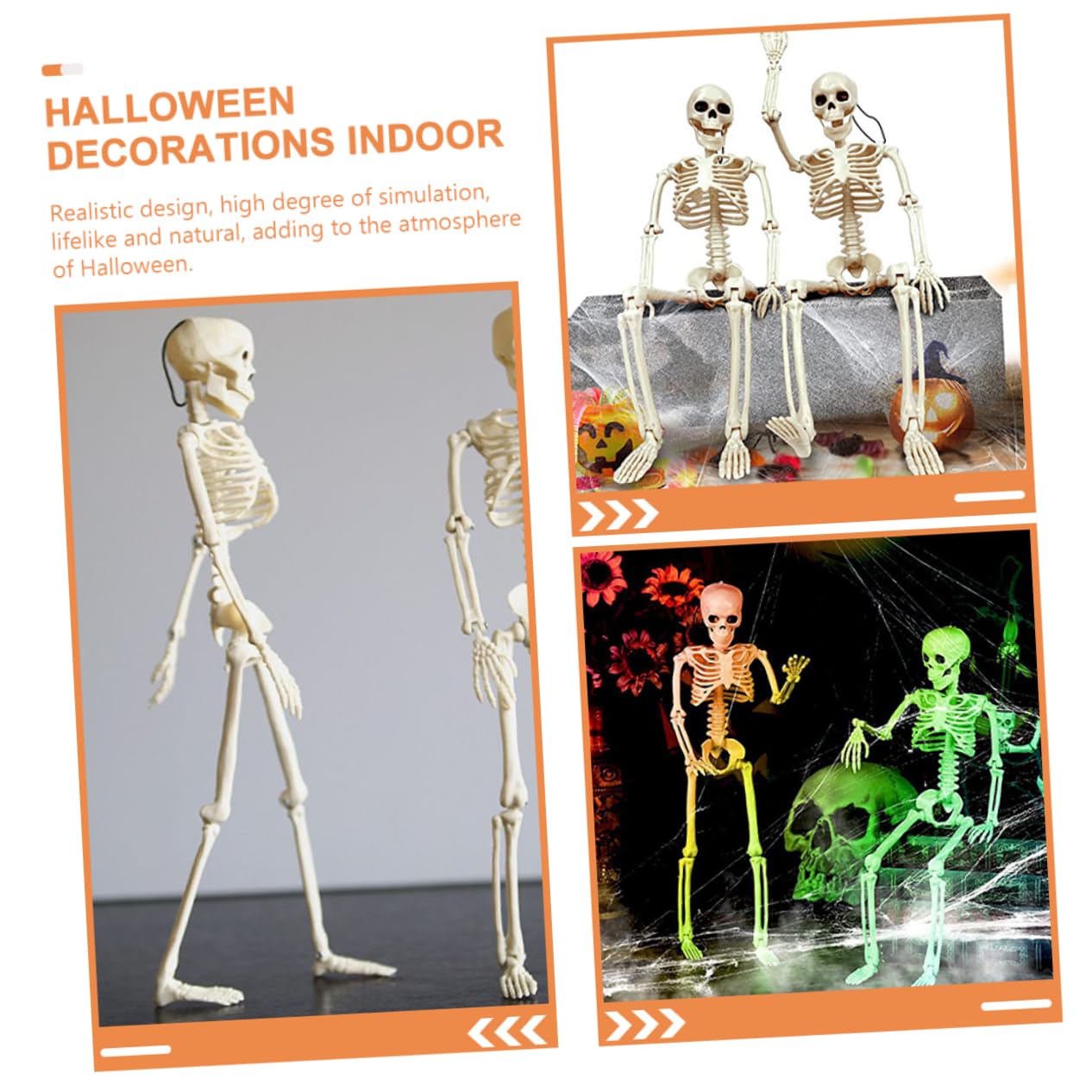 BESTonZON 4 Pz Scheletro di Halloween scheletro decorazione della casa stregata oggetti di scena 4 pezzi halloween party regalini halloween arredamento scheletro di Halloween plastica