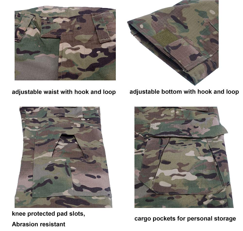 LANBAOSI Treillis Militaire Homme Chemise de Manches Longues et Camouflage Pantalon Costume Uniforme pour Paintball Chasse Tir BDU