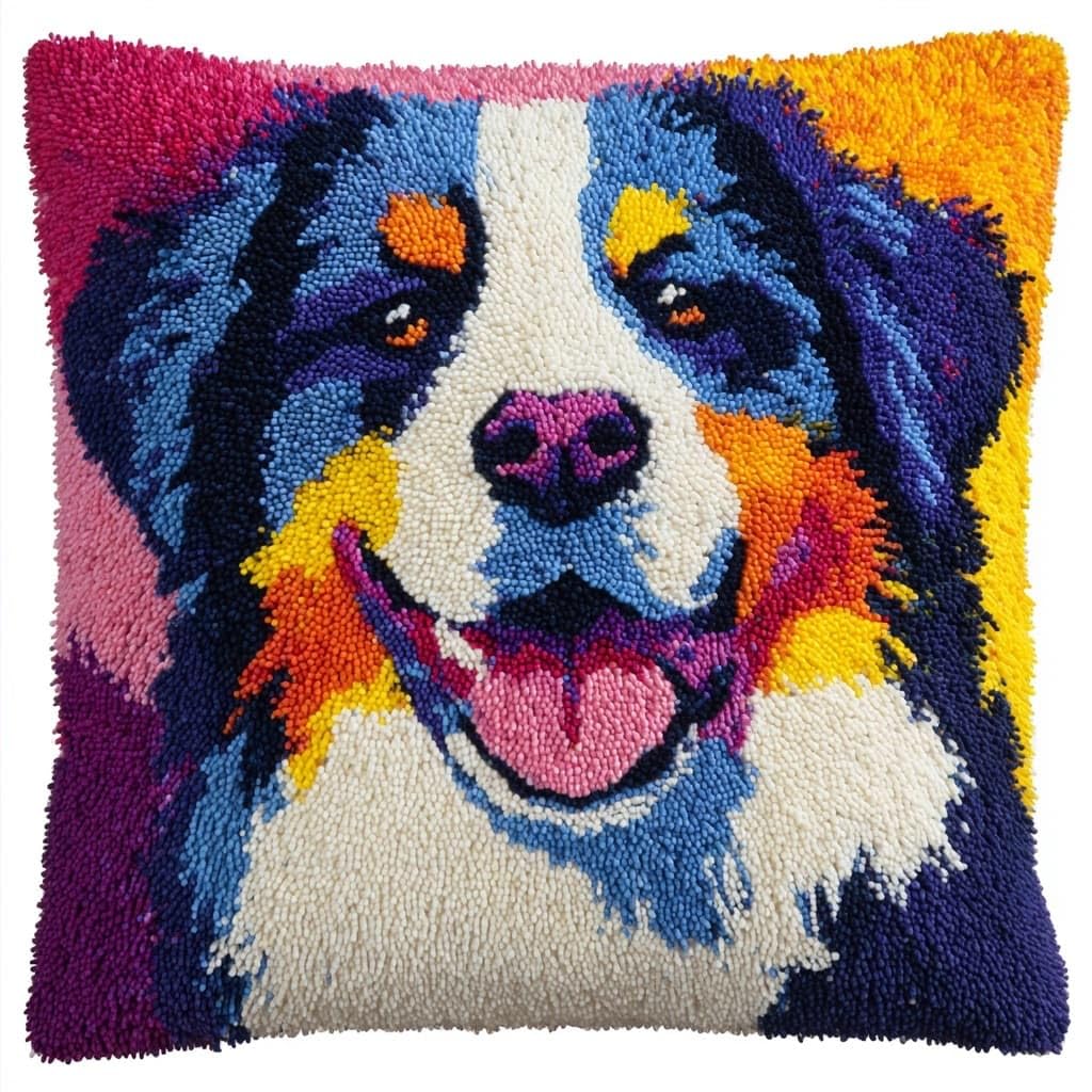 Henypt Latch Hook Cushions Kits Dog