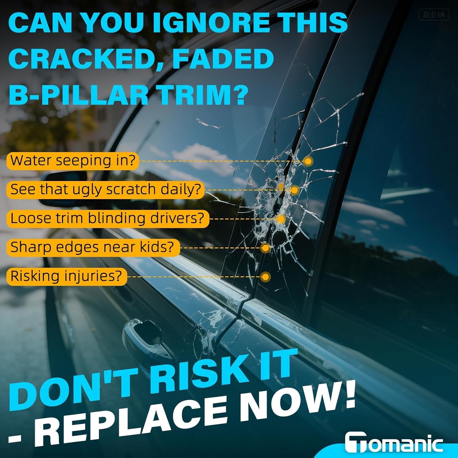 2-Pack B Pillar Front Windshield window door Trim Moldings for 2011-2016 Ford Explorer 4-Door - Direct Fit OEM 926-448 926-449, Driver & Passenger Side, Black