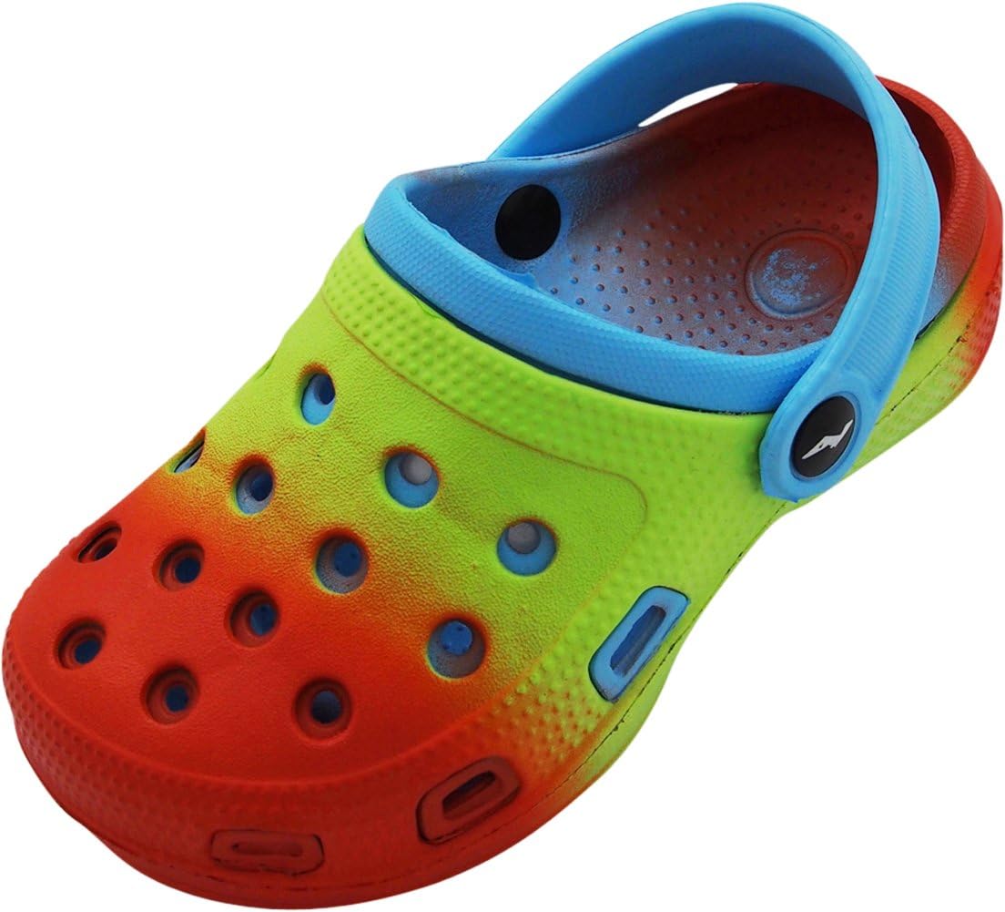 Toddler Girl's Tie Dye Clog Sandal, Orange, Lime, Blue 40582-5MUSToddler
