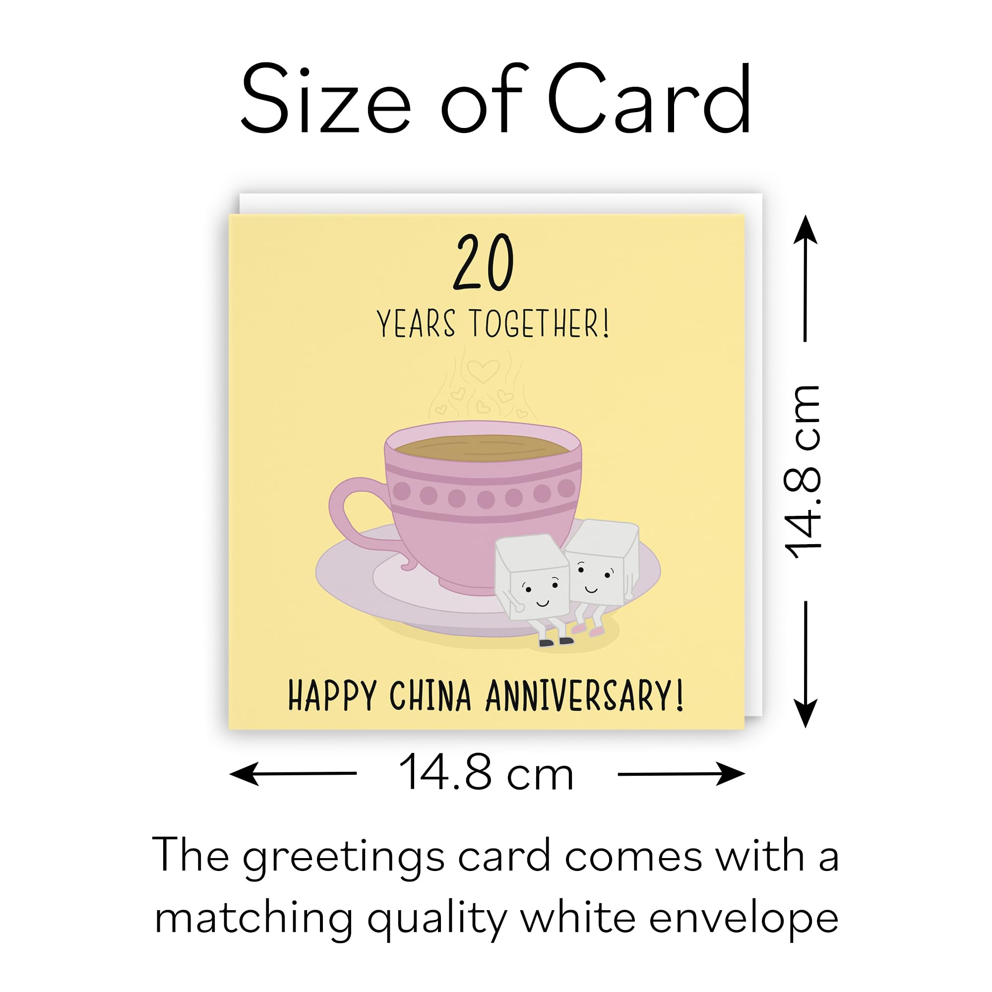 Hunts England, Cute 20th Wedding Anniversary Card, 20 Years, Happy China Anniversary, Fun Tea Cup Design, Iconic Collection - Image 4